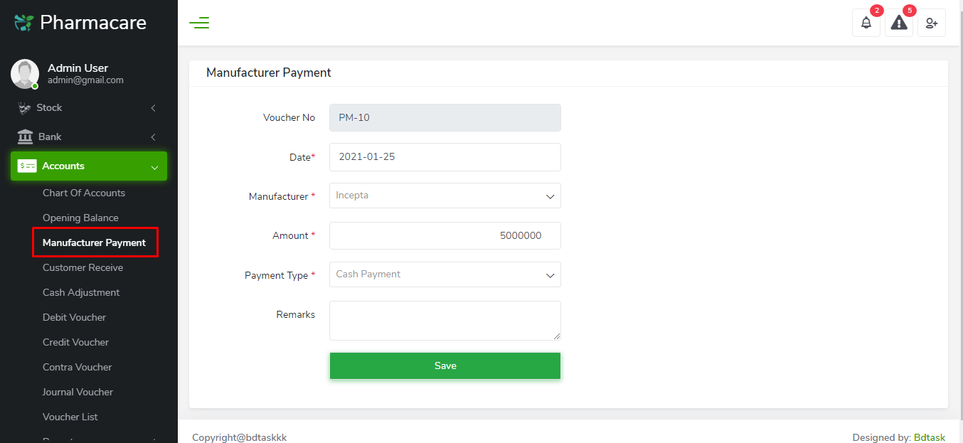 Manufacturer Payment